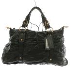 ショッピングビアジア 未使用品 フランチェスコビアジア FRANCESCO BIASIA トートバッグ ハンド レザー シャーリング 内側総柄 黒 ブラック