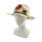 ショッピング麦わら帽子 エトロ ETRO 麦わら帽子 ストローハット ロゴ 57 ベージュ ■GY40 /MQ レディース