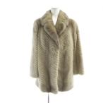 ノーブランド品 毛皮 コート サファイアミンク ファー シェブロン 総裏地 ミドル 9 M グレー ■GY18 /MQ レディース