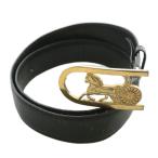  Celine CELINE Vintage Old ремень кожа пряжка шланг перевозка лошадь машина Logo Gold металлические принадлежности 70 чёрный черный 