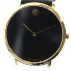 モヴァード MOVADO ミュージアム70周年アニバーサリーエディション 651361428 腕時計 クォーツ 黒文字盤 レザーベルト 金色