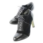 アンテプリマ ANTEPRIMA ブーティ ショートブーツ ハイヒール アーモンドトゥ スエード 切替 レザー 革 レースアップ 22.0cm 黒