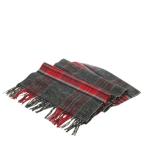  не использовался товар John камень zob L gun Johnstons of Elgin muffler бахрома шерсть проверка ворсистый серый красный красный /CK3 #GY18