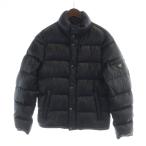 プラダ PRADA SGJ258 ダウンジャケット ジップアップ トライアングル 三角 プレート ロゴ 46 M 黒 ブラック ■GY18 /MQ メンズ