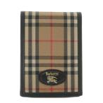 バーバリー BURBERRY カードケース パスケース 定期入れ 二つ折り キャンバス レザー ロゴ ベージュ 黒 ブラック /XZ ■GY18 メンズ