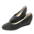 サルヴァトーレフェラガモ Salvatore Ferragamo BOUTIQUE パンプス ウェッジソール アーモンドトゥ スエード レザー 革 7.5 黒