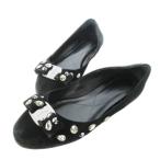  Salvatore Ferragamo Salvatore Ferragamo балетки замша vala лента Logo biju- бисер 4.5 21.5cm чёрный 