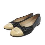 ショッピングシャネル シャネル CHANEL バレリーナ ココマーク バイカラー バレエシューズ 39 ブラック ベージュ系 /UO ■GY18 レディース