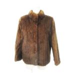 josefi-nJosephine меховое пальто норка мех мех половина воротник-стойка короткий полоса 9 чай Brown 