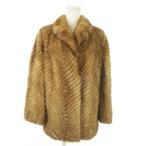  No-brand меховое пальто средний длина норка мех "в елочку" 11 чай Brown /AO14 #GY18 женский 