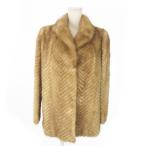  No-brand меховое пальто короткий Tailor цвет норка мех "в елочку" большой размер 13 чай Brown /AO12 #GY18