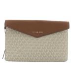  Michael Kors MICHAEL KORS ручная сумочка клатч PVC кожа MK signature Logo Gold металлические принадлежности белый чай цвет 35T1G5MT7B