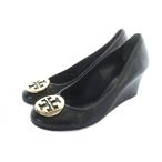ショッピングトリーバーチ トリーバーチ TORY BURCH パンプス シューズ ウェッジソール ロゴ レザー 7.5 24.5cm 黒 ブラック ■GY18 /MQ レディース