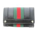 未使用品 グッチ GUCCI キーケース レザー 革 シェリーライン スタッズ 6連 黒 ブラック /CK26 ■GY18 メンズ レディース