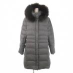 ショッピング毛皮 インディヴィ INDIVI ダウンコート ロング フーディー ラクーンファー 大きいサイズ 48 グレー /AH13 ■GY13 レディース