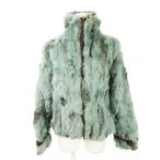 MAX A мех кролика блузон воротник-стойка двойной Zip мех ремень дизайн замша 3 L зеленый зеленый /MN11 #GY11 женский 
