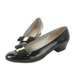 サルヴァトーレフェラガモ Salvatore Ferragamo BOUTIQUE RAPSODIA パンプス パテント レザー 革 ヴァラリボン ロゴ 7 24.0cm 黒