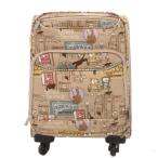 マンハッタナーズ Manhattaner's スーツケース キャリーケース キャリーバッグ 総柄 猫柄 ロゴ ベージュ ピンク /YJ ■GY11 レディース