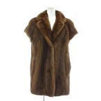 ショッピング毛皮 ノーブランド ファーコート ベスト アウター 毛皮 ミンク ミドル 15 XXL 茶色 ブラウン /XZ ■GY18 レディース
