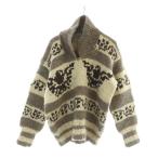 カウチンインディア COWICHAN INDIAN カウチン ニット セーター ショールカラー プルオーバー ロゴ 総柄 茶 ブラウン メンズ