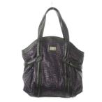 ジョルジオアルマーニ GIORGIO ARMANI トートバッグ エナメルレザー スエード クロコ型押し 総柄 ロゴ 紫 パープル 黒 ブラック