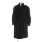 ノーブランド品 毛皮コート ミンクファー ロング 長袖 総裏地 茶 ブラウン ■GY18 /MQ レディース