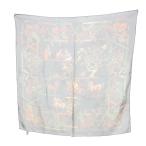 サルヴァトーレフェラガモ Salvatore Ferragamo スカーフ シアー 大判 シルク 絹 ホース柄 リーフ柄 黒 ブラック /MN2 ■GY11