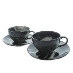 ロンハーマン Ron Herman カップ＆ソーサー 2客セット 食器 マグカップ ギフト 大理石風 マーブル柄 白 ホワイト 黒 ブラック /KW