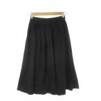 ショッピングイヴサンローラン イヴサンローラン YVES SAINT LAURENT ギャザースカート ミモレ ロング コットン 9 黒 ブラック /CK16 ■GY18 レディース