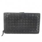 ショッピングbottega ボッテガヴェネタ BOTTEGA VENETA 長財布 ミドルウォレット 二つ折り イントレチャート レザー 革 小銭入れあり 黒 ブラック /AH8