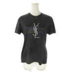 ショッピングイヴサンローラン イヴサンローラン YVES SAINT LAURENT Tシャツ L 黒 ブラック YSLロゴ ロゴTシャツ 都市名 マルチカラー WN89-422 /AO11 ■GY18