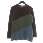 サルヴァトーレフェラガモ Salvatore Ferragamo ニット セーター ウール カシミヤ混 長袖 クルーネック S 茶色 緑 青