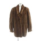 ノーブランド品 毛皮コート ミンクファー ミドル 総裏地 長袖 11 L 茶 ブラウン ■GY18 /MQ レディース