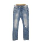 ショッピングハイドロゲン ハイドロゲン HYDROGEN デニムパンツ ジーンズ スリム ダメージ加工 ロゴ スカル 30 青 ブルー AA963973 /AH8 ■GY18 メンズ