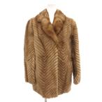 ノーブランド ファーコート 9 毛皮 ミンクファー ミドル ハーフ丈 茶 ブラウン /AE ■GY18