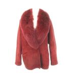 KONACO コート スエード レザー フォックスファー襟 赤 レッド /MN18 ■GY18 レディース