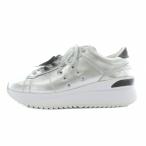 ショッピングオニツカタイガー 未使用品 オニツカタイガー Onitsuka Tiger LAWNSHIP PF スニーカー レザー ローカット 厚底 US6.5 23.5cm シルバー色 1183A531