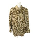  меховое пальто кожа натуральная кожа бежевый чай Brown Leopard рисунок воротник-стойка длинный рукав /MN31 #GY18 женский 