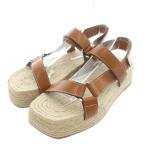 ショッピングzara 未使用品 ザラ ZARA ジュートプラットフォームサンダル オープントゥ フラット ストラップ 38 24.5cm ベージュ 茶色 3328/710/105