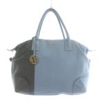 フルラ FURLA ハンドバッグ トート ワンショルダー 2WAY レザー ロゴ ゴールド金具 バイカラー 水色 ライトブルー グレー