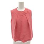 ショッピングMIUMIU ミュウミュウ miumiu ノースリーブカットソー 38 ピンク ラウンドネック ボタン装飾 タック /FF ■GY18 レディース