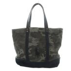 ショッピングラルフ ポロ ラルフローレン POLO RALPH LAUREN トートバッグ ハンド キャンバス ロゴ ビックポニー 刺繍 カモフラ 彩柄柄 ミリタリー グレー
