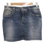 ショッピングドルチェ＆ガッバーナ ドルチェ&ガッバーナ ドルガバ DOLCE&GABBANA デニムスカート 38 インディゴ ミニ丈 ダメージ加工 ウォッシュ加工 ロゴプレート /FF ■GY18