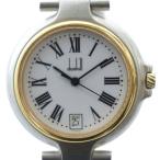 ダンヒル dunhill NPQ ミレニアム ウォッチ 腕時計 クォーツ 白文字盤 カレンダー付き デイト ローマン シルバー色 ■GY11 /MQ メンズ