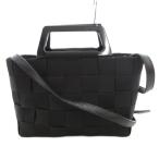 サルヴァトーレフェラガモ Salvatore Ferragamo ハンドバッグ ショルダー 2WAY 黒 ブラック 編み込み スクエアハンドル /FF ■GY13