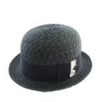 ボルサリーノ Borsalino 18.57 ストローハット  麦わら 帽子 天然草 紺 ネイビー 緑 グリーン /KW ■GY11 メンズ