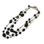  Max Mara MAX MARA колье 3 полосный бисер biju- длинный серебряный цвет чёрный черный /KW #GY18 женский 