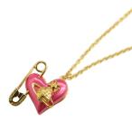ヴィヴィアンウエストウッド Vivienne Westwood ネックレス オーブ ハート メタリック 安全ピンモチーフ ゴールドカラー ピンク /KW