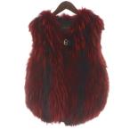 ショッピング毛皮 ルイヴィトン LOUIS VUITTON ケガワベスト ファーベスト フォックスファー 毛皮 羊革 38 M レザー 赤 レッド 黒 ブラック /KW ■GY18