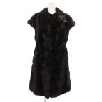 カルヴェン CARVEN ミンクファー ベスト 毛皮 コート ノースリーブ 9 黒 ブラック /JS ■GY18 レディース